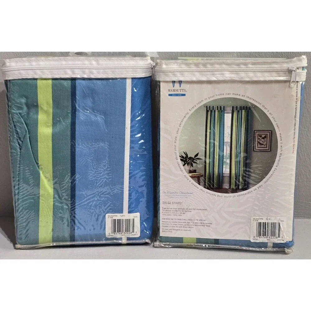 2 Wamsutta Expressions Drape Set Salsa Stripe Tab Top Curtain Panels 41